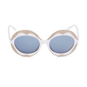 Marni 53mm Round flower Sunglasses ice beige